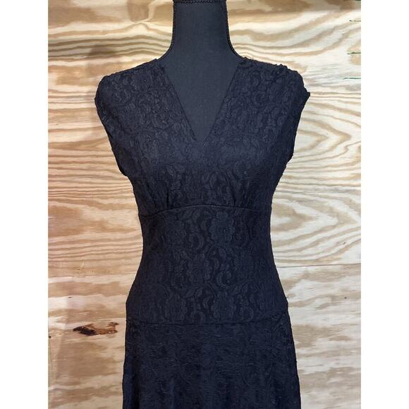 Vintage Mariage Lace Hi Low Maxi Dress Size 6 Black Lace Bohemian Whimsigoth - Picture 8 of 15